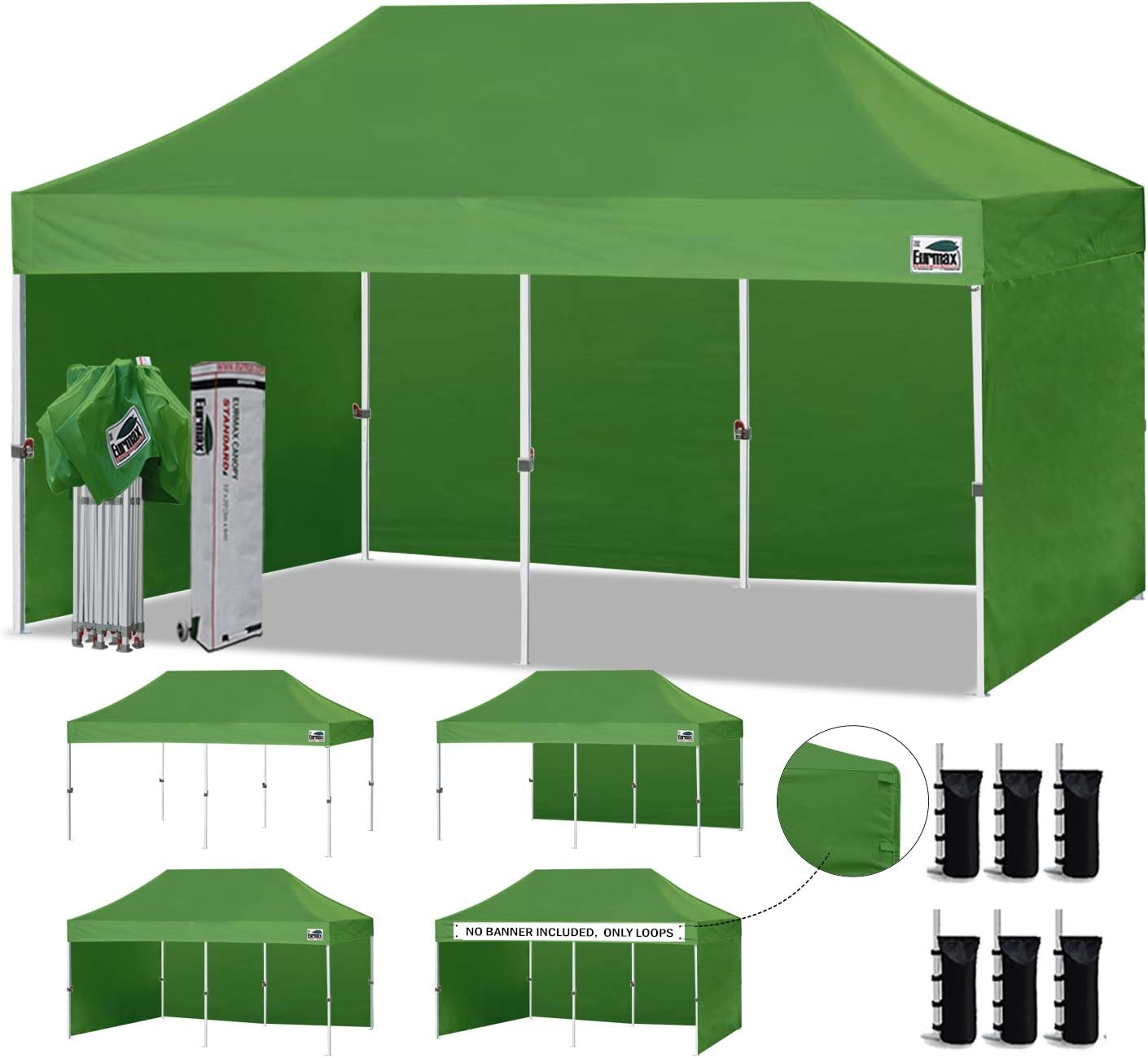 10'x10' Pop-up Canopy Tent with 4 Removable Side Walls and Roller Bag F578160