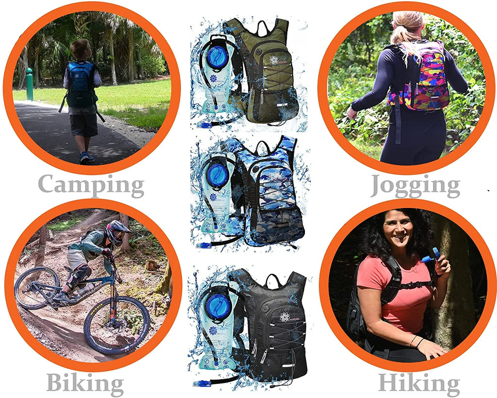 Insulated Hydration Backpack with 2L BPA Free Water Bladder U78303