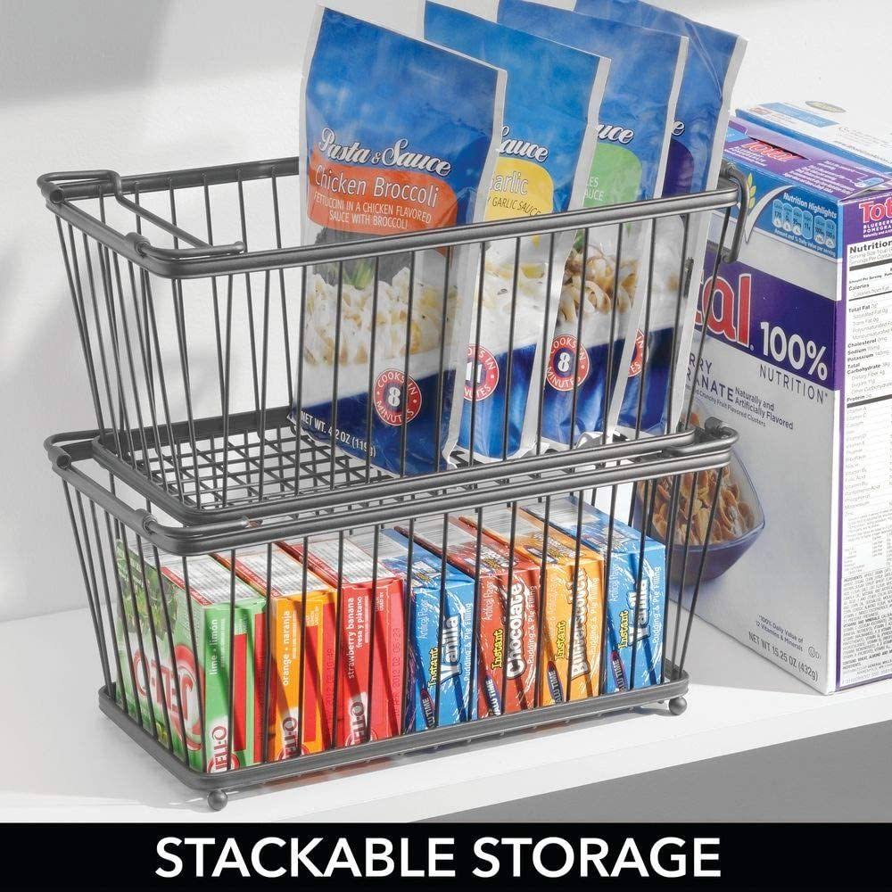 Stackable Metal Food Storage Basket with Handles E400787