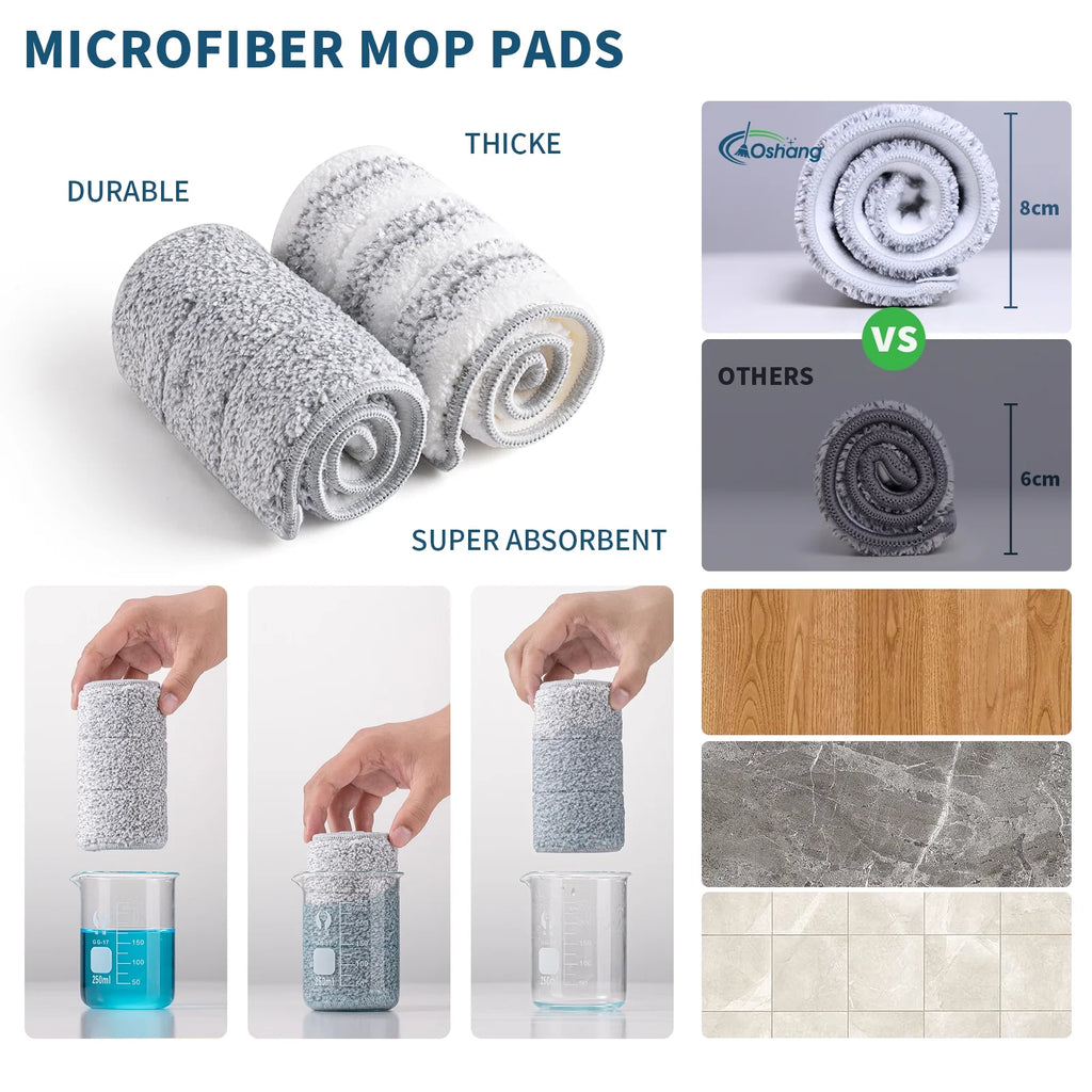 Flat Floor Mop and Bucket Set with 2 Washable Microfiber Pads Y228