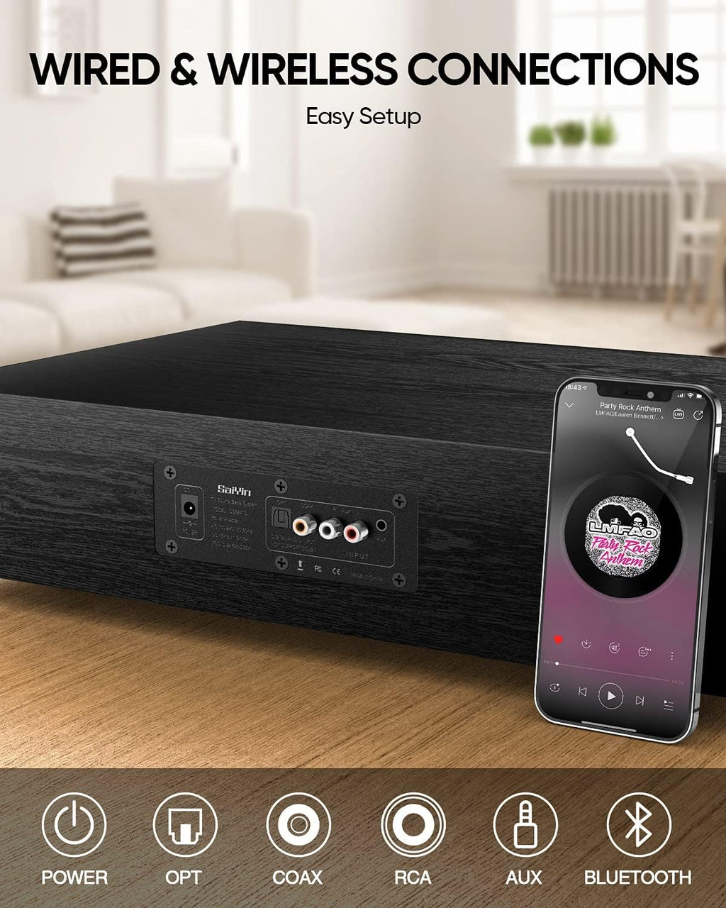 2.1 CH Sound Bar with Built-in Subwoofer and Bluetooth P501021