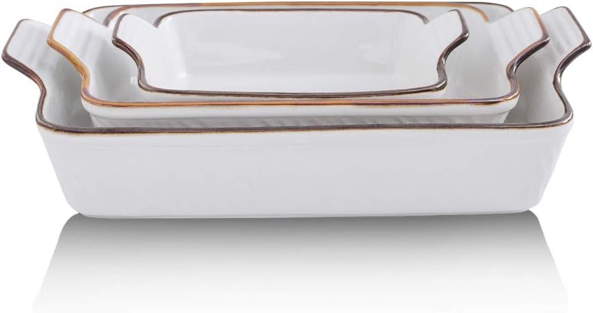 3 Piece Ceramic Bakeware Set, 9 x 13 Inches, Dark Blue Y360532