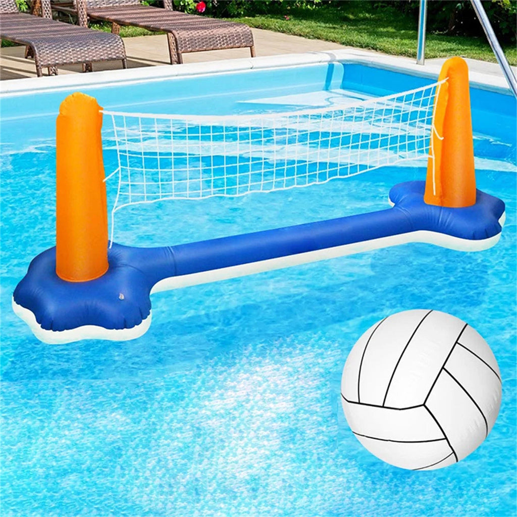 Inflatable Pool Float Set with Volleyball Net and Basketball Hoops K5397