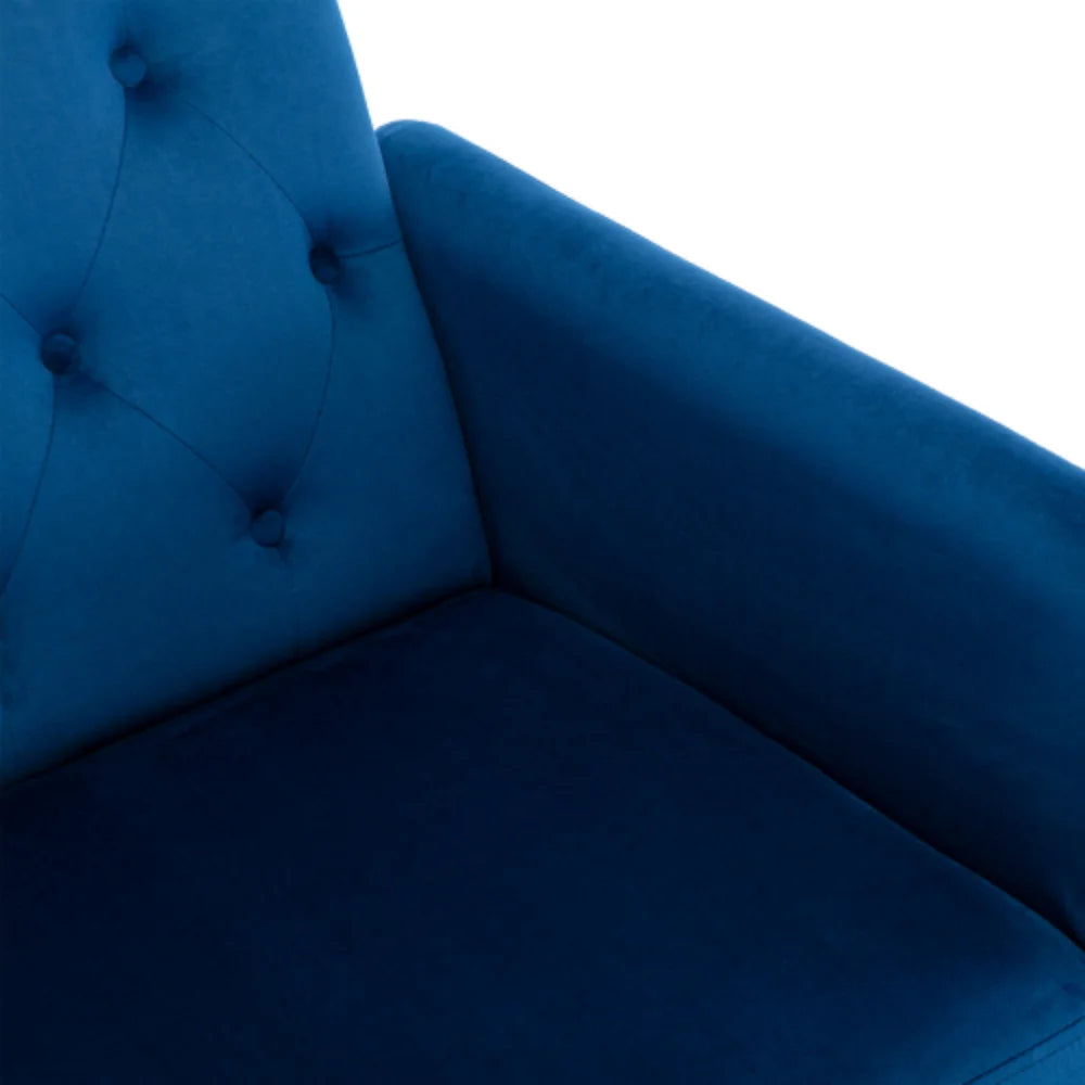 Navy Velvet Accent Chair with Ottoman Q400