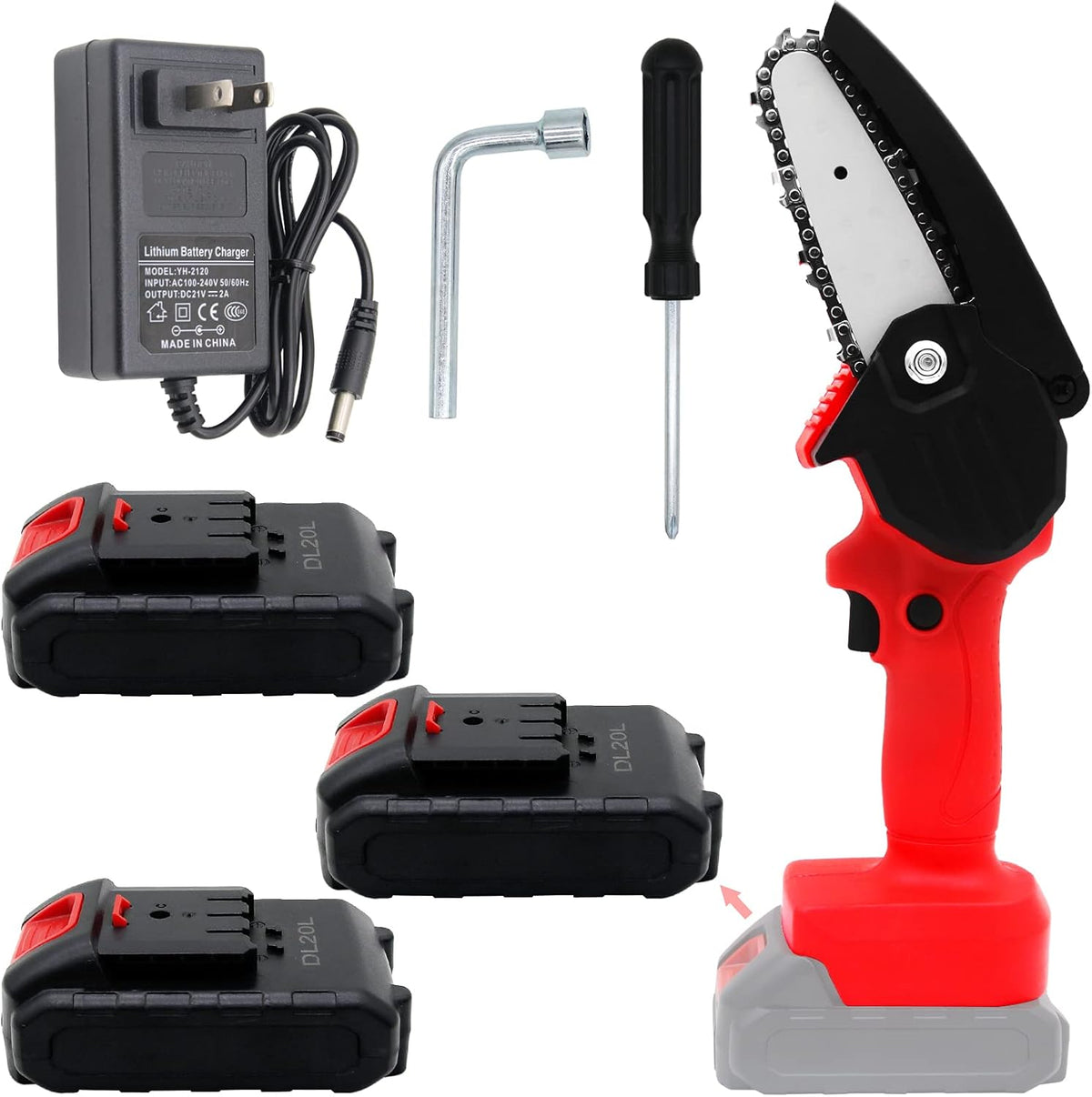 4 Inch Cordless Electric Chainsaw with 3 Lithium Batteries U475682