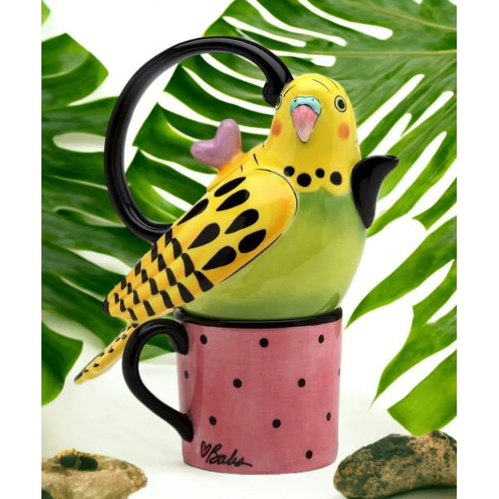 Ceramic Yellow Parakeet Bird Tea For One D8728