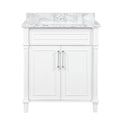White Bath Vanity with Carrara Marble Vanity Top J44719