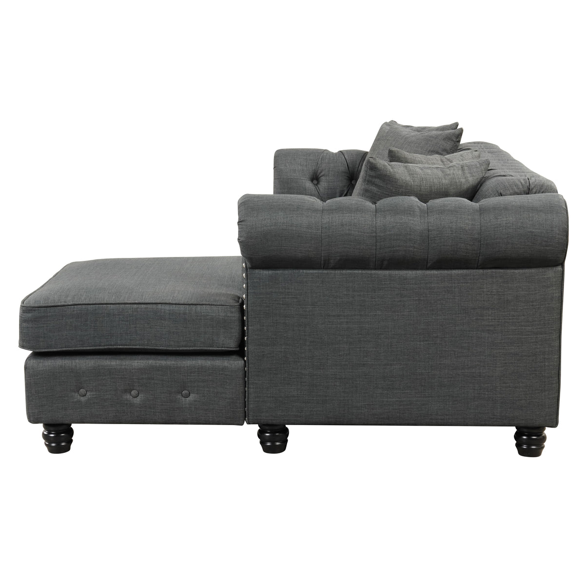 Grey Linen Chesterfield Sofa L69669