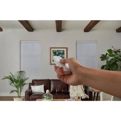 White Cordless Blackout Motorized Cellular Shade with Remote Control - 71 in. W x 72 in. L U2228