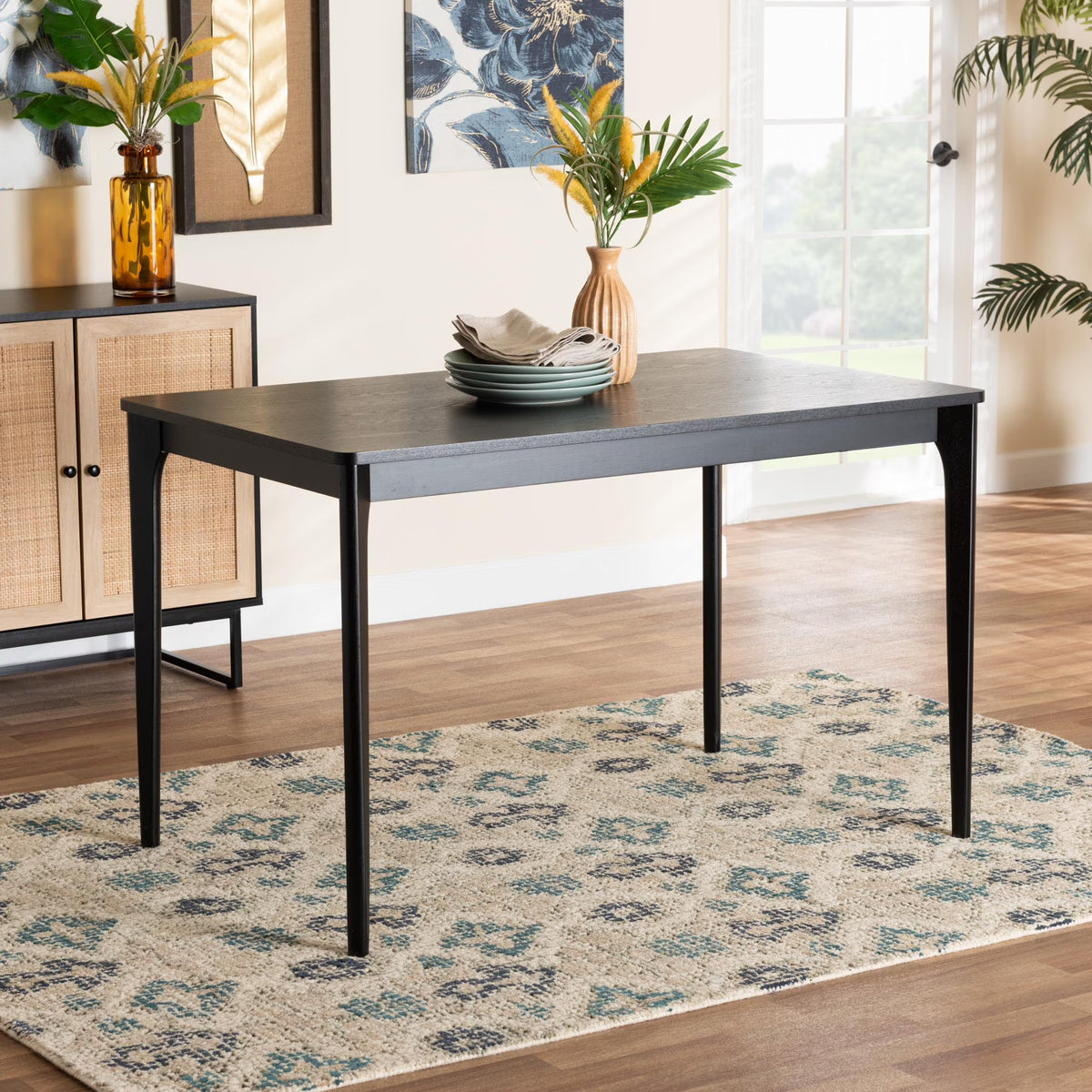 Black Finished Wood Dining Table R7060