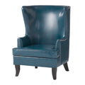 Teal and Matte Black Bonded Leather Wingback Club Chair E4571