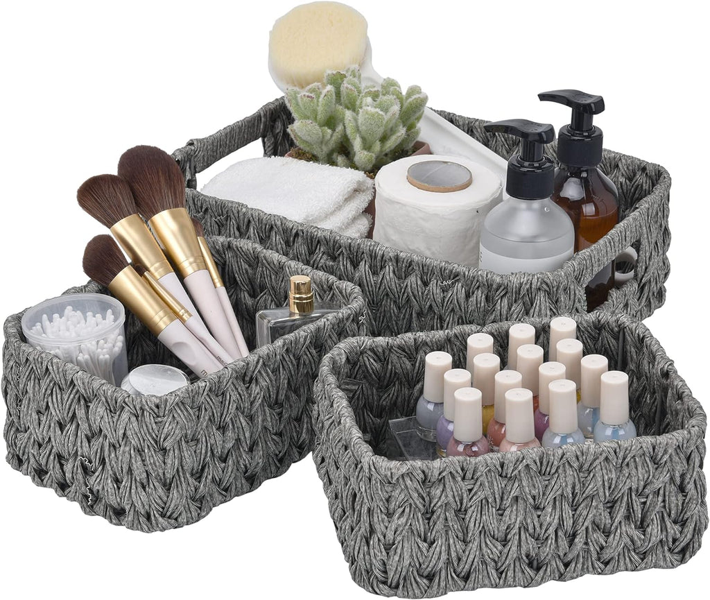 Caramel Orange Wicker Basket Set with Handles, 3-Pack N74940