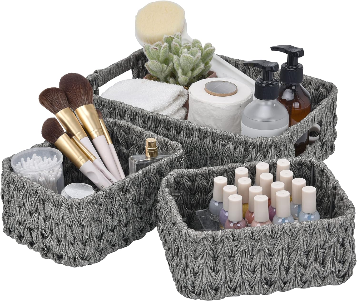 Caramel Orange Wicker Basket Set with Handles, 3-Pack N74940