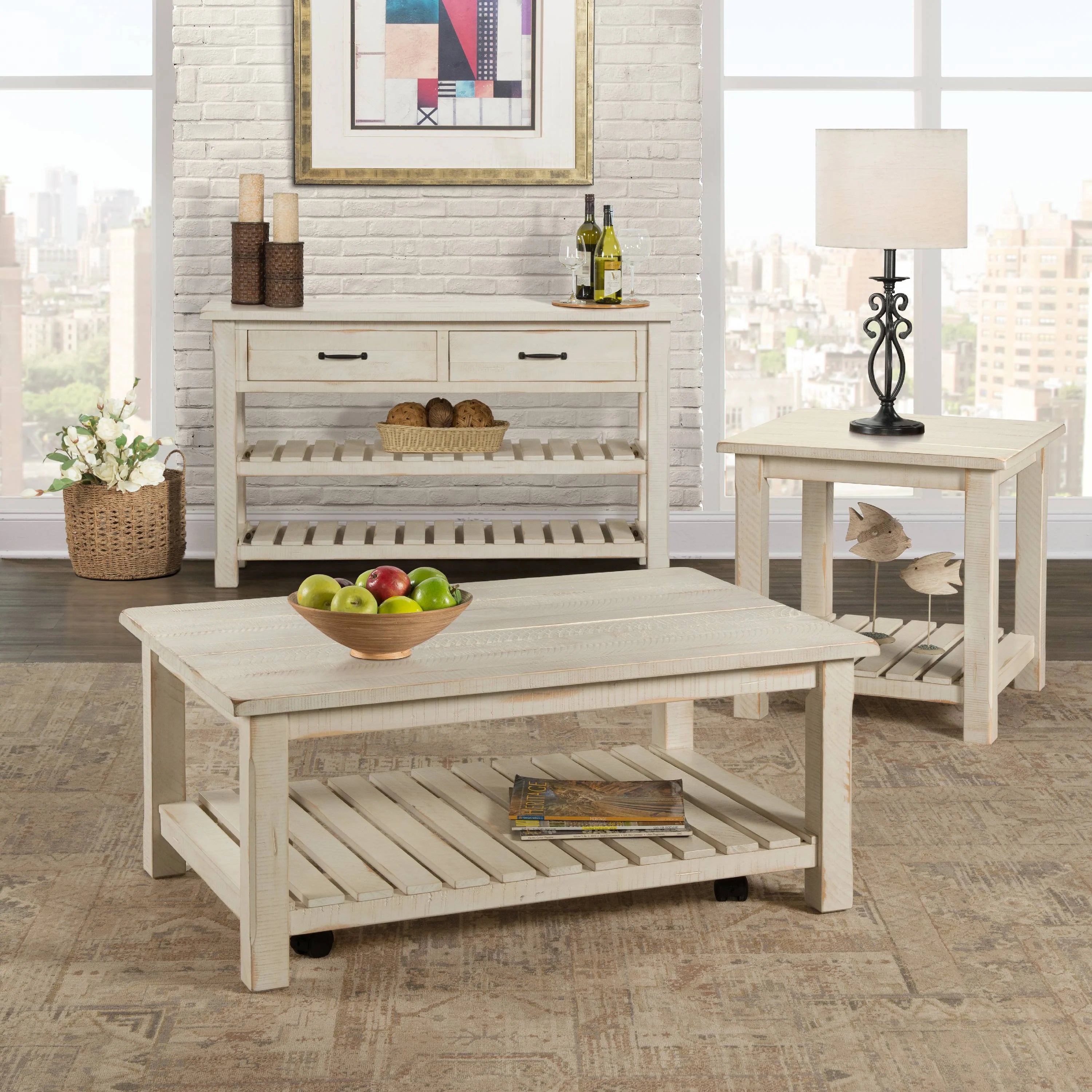 Antique White Sofa Table X2688