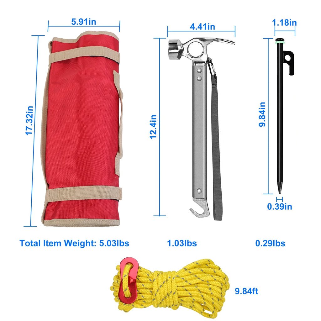 9.8ft Camping Tents Kit with Tent Pegs Reflective Rope D8012