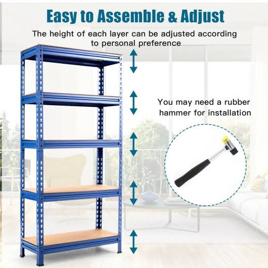 Blue 5-Tier Steel Heavy Duty Storage Shelving Unit K3199
