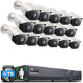 16 Channel 5MP PoE Security Camera System 4TB, 16 Outdoor Audio IP Cameras Wide Angle C1845