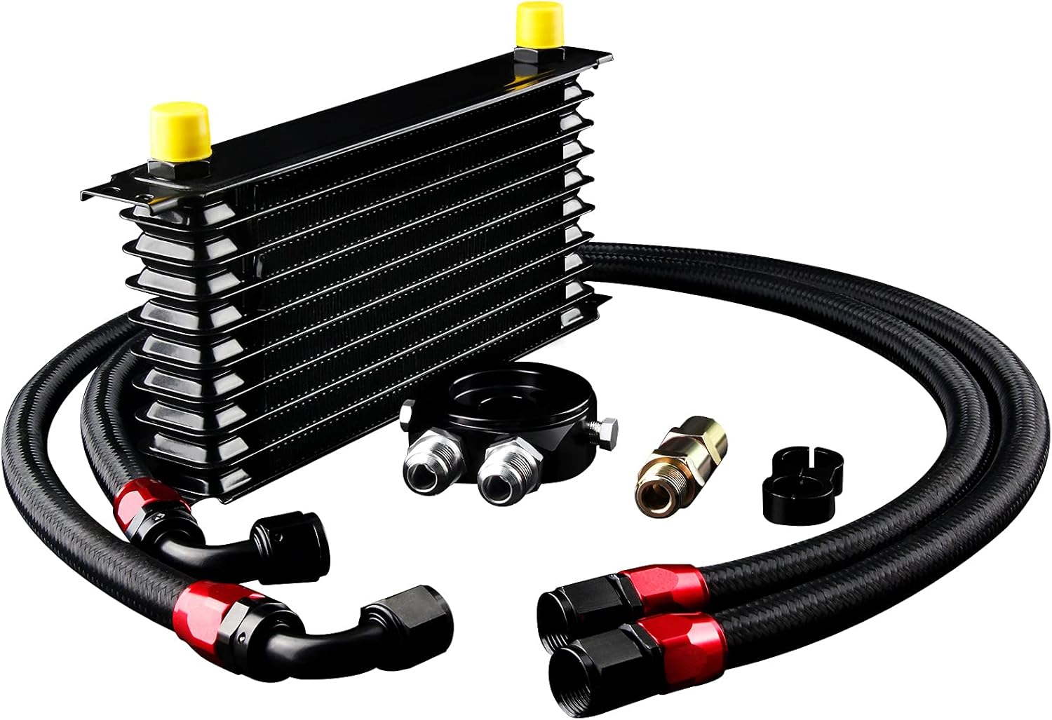 15 Row AN10 Oil Cooler Kit Universal Aluminium Alloy Black D7066