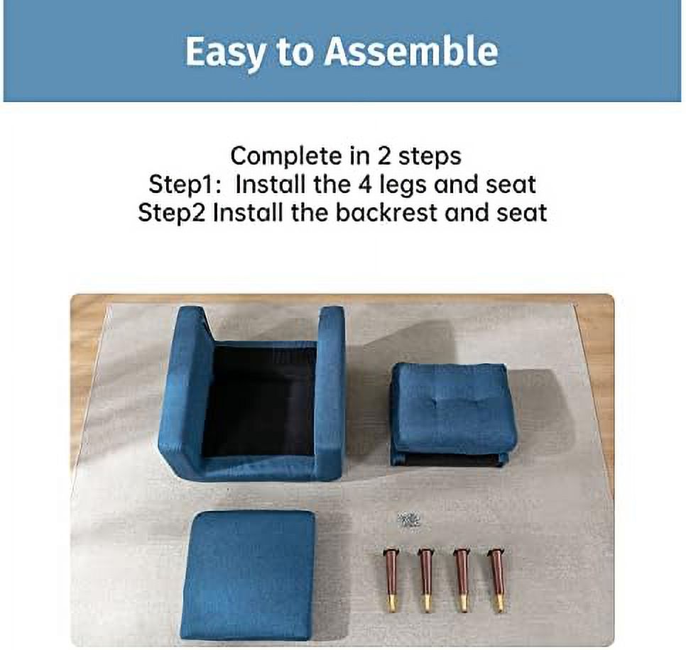 Blue Upholstered Tufted Accent Chair O6625