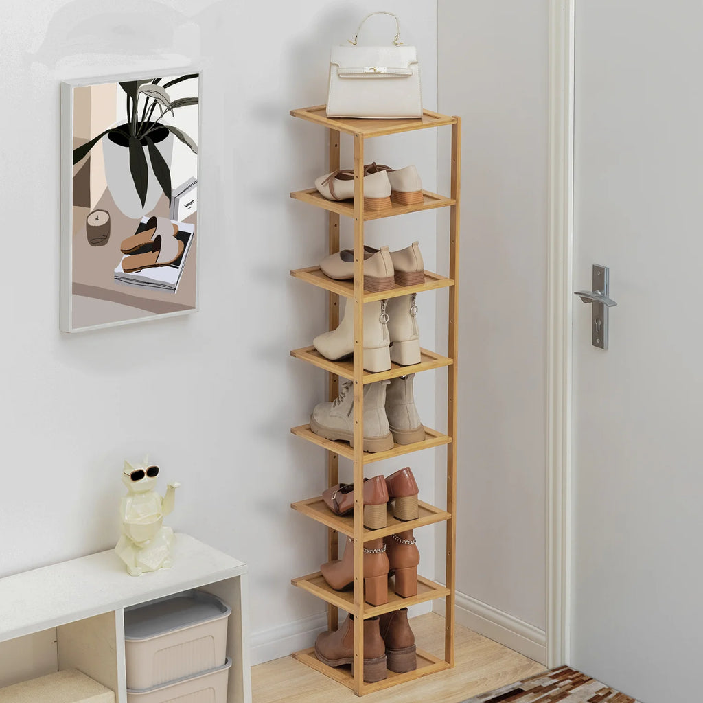 Bamboo 8 Tiers Corner Shoes Rack F69883