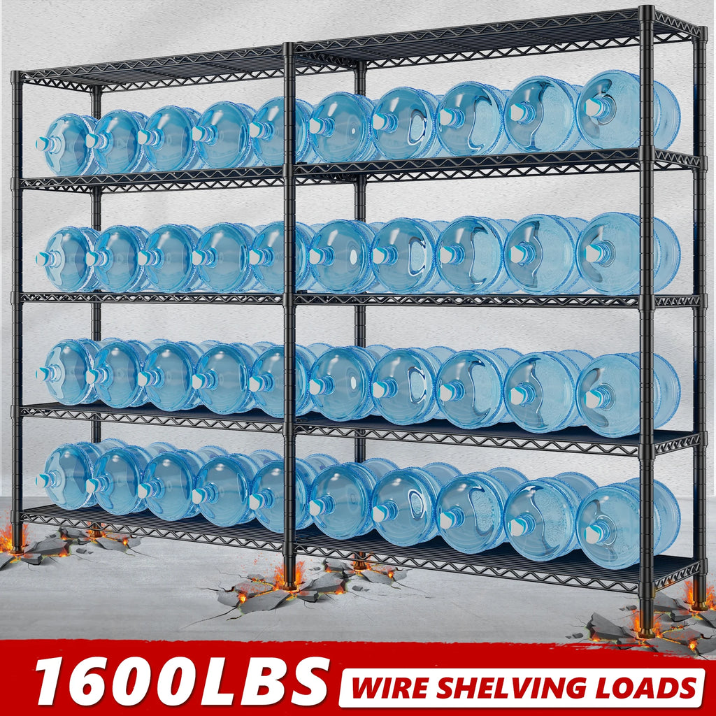 Black 5 Tier Heavy Duty Wire Shelving Unit P751