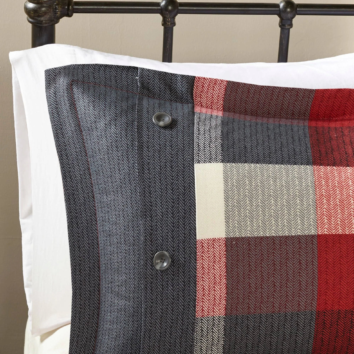 6 Piece Herringbone Duvet Cover Set Red King/Cal King P716