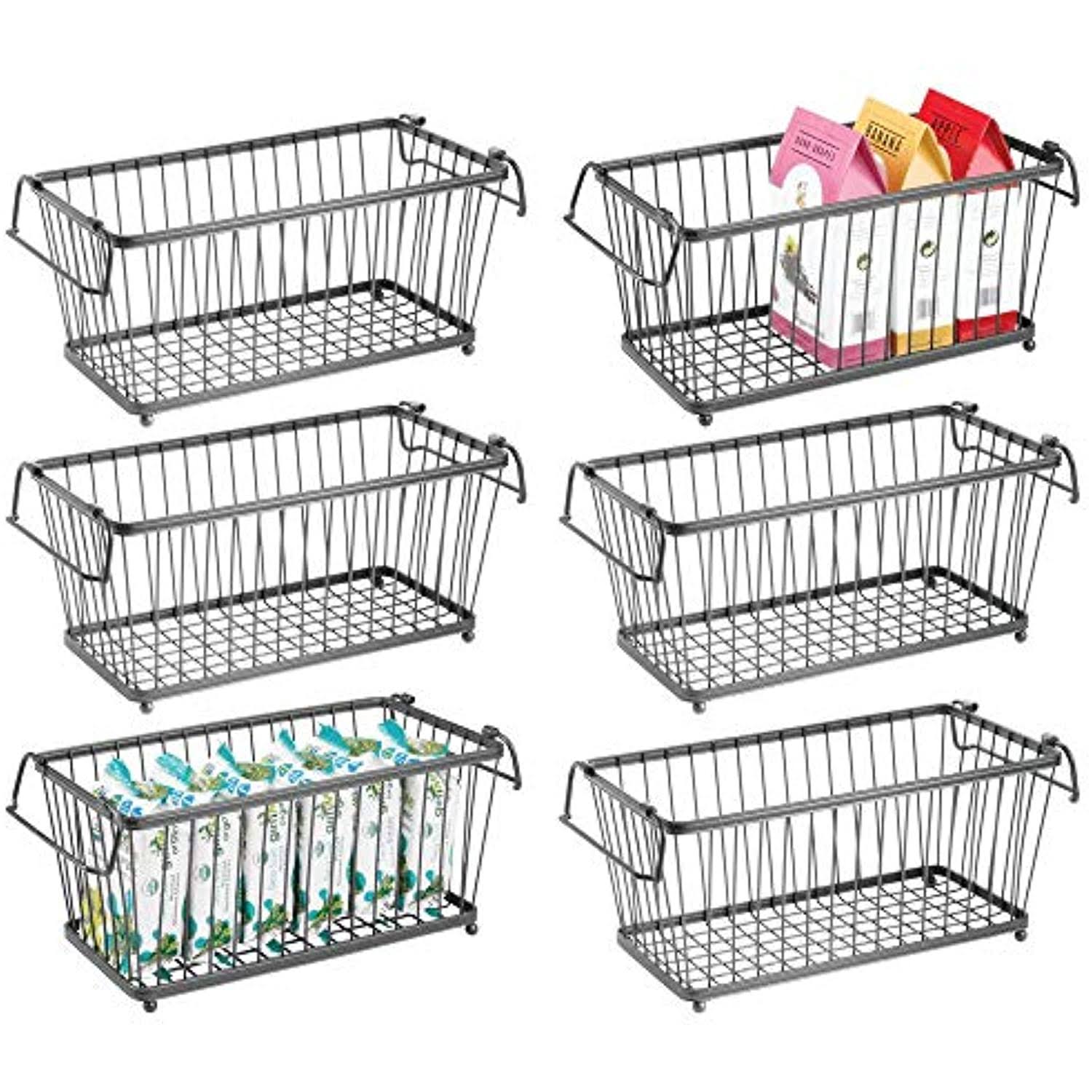 Stackable Metal Food Storage Basket with Handles E400787