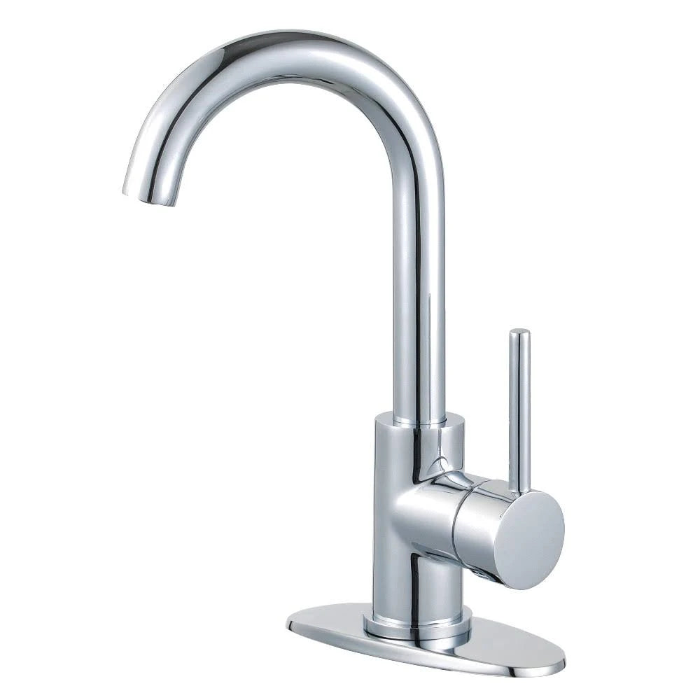 Polished Chrome Single-Handle Bathroom Faucet with Push Pop-Up M659