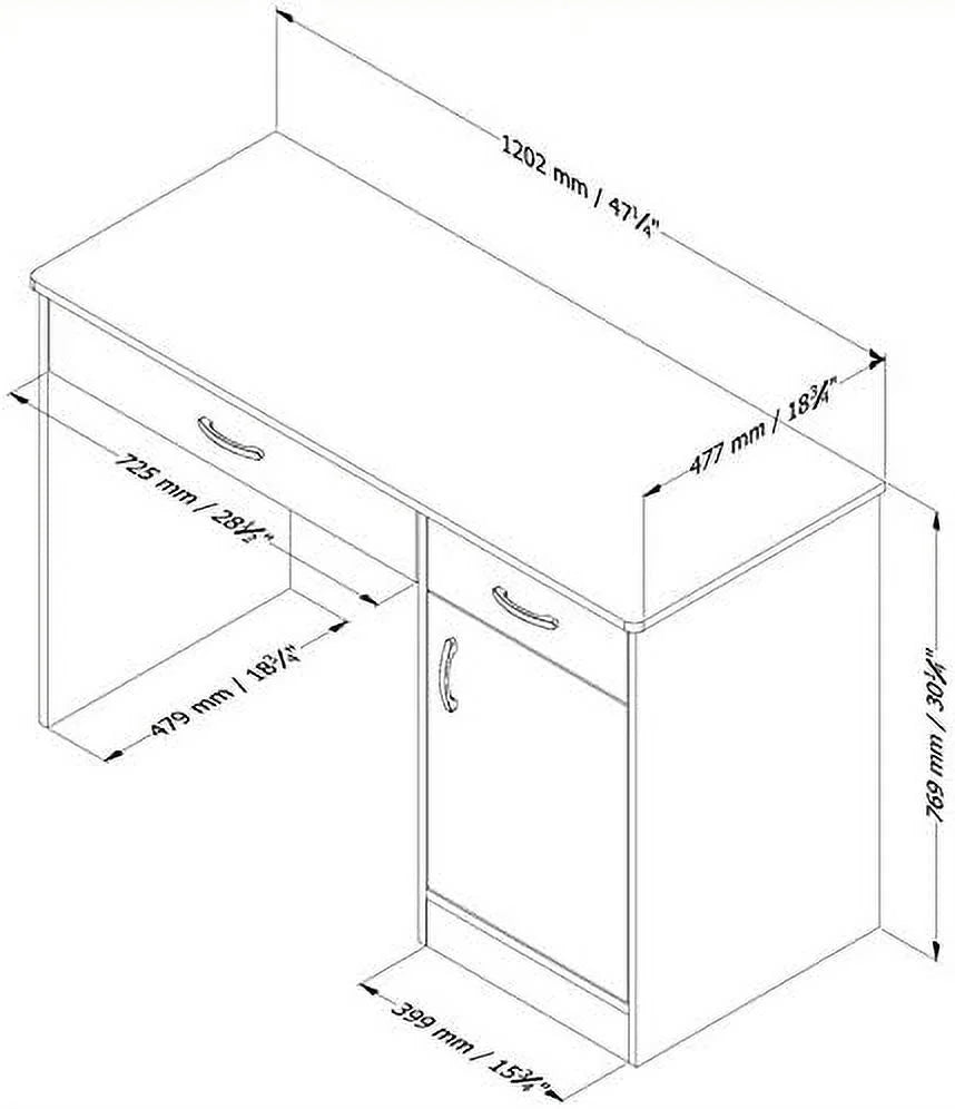 Black Wood Computer Desk with Keyboard Tray and Drawers X64965