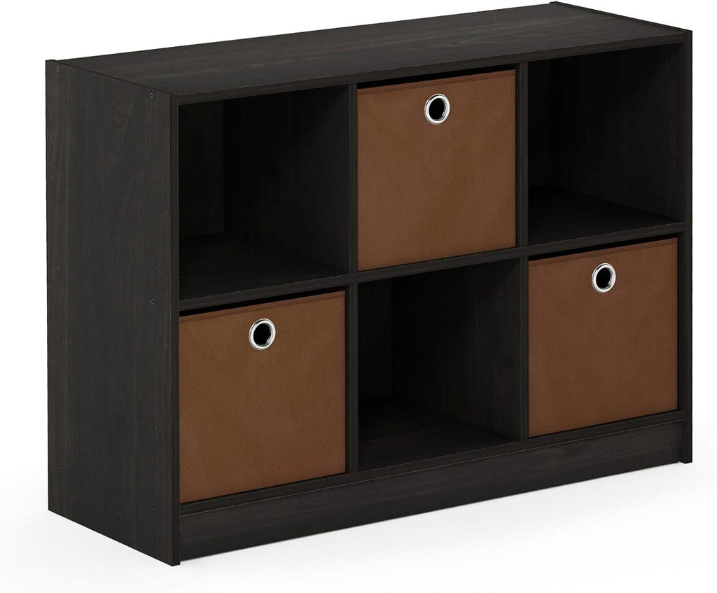 3x2 Bookcase Storage with Bins, Light Cherry/Ivory D358