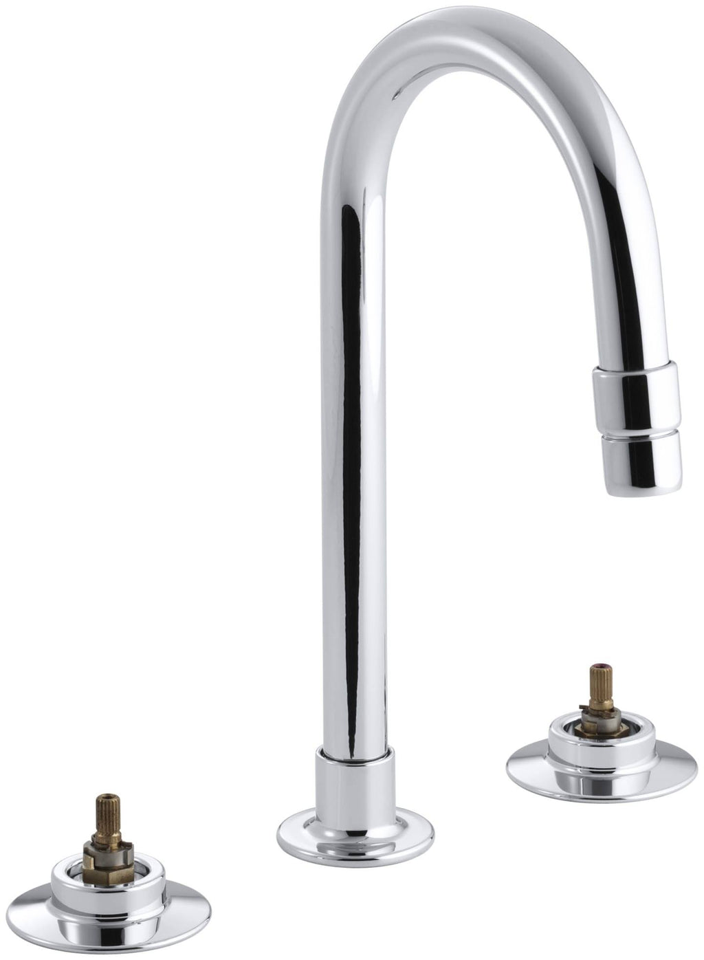 Polished Chrome Widespread Bathroom Faucet with Rigid Connections Q41389