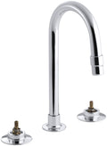 Polished Chrome Widespread Bathroom Faucet with Rigid Connections Q41389
