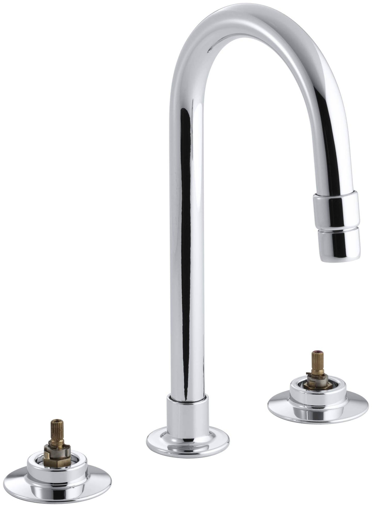 Polished Chrome Widespread Bathroom Faucet with Rigid Connections Q41389