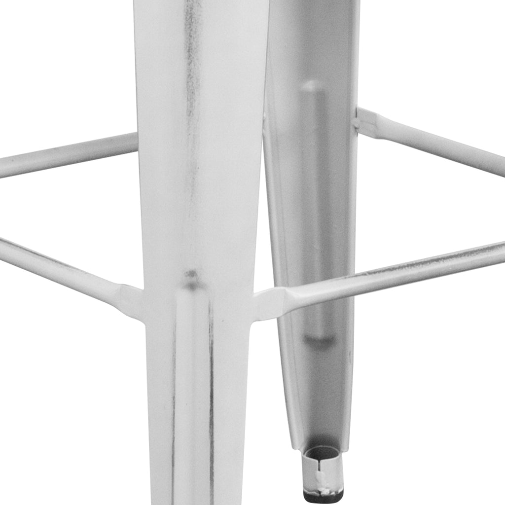 4 Pack 30" High Backless Distressed White Metal Barstool Q8016