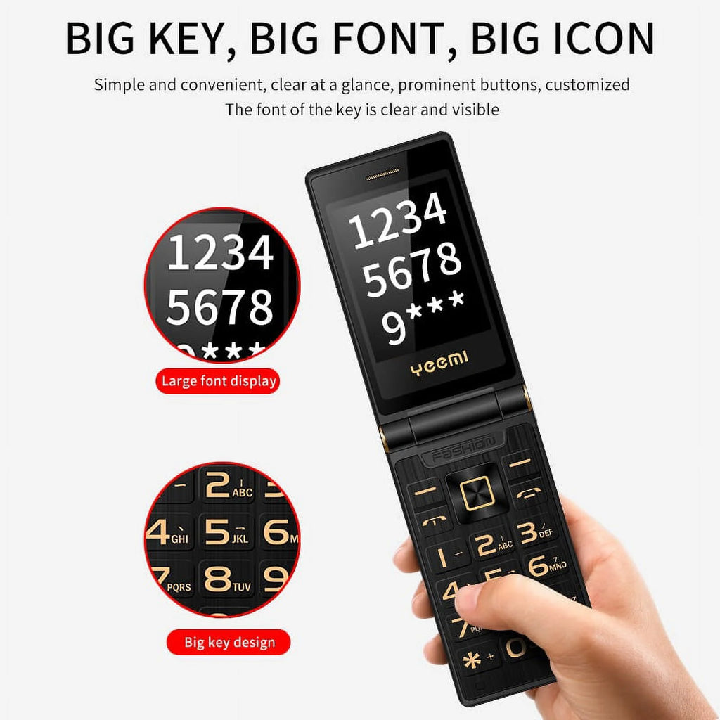 Black GSM Flip Cellphone with SOS Call, Speed Dial, Flashlight, Large Key K142272