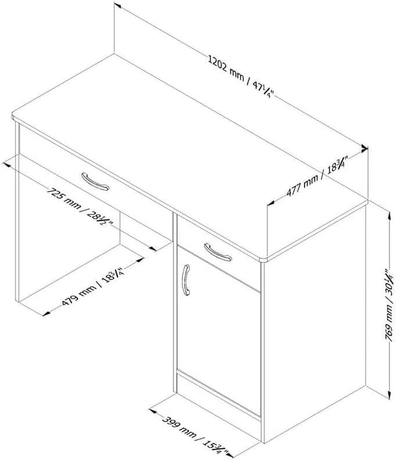 Black Wood Computer Desk with Keyboard Tray and Drawers X64965