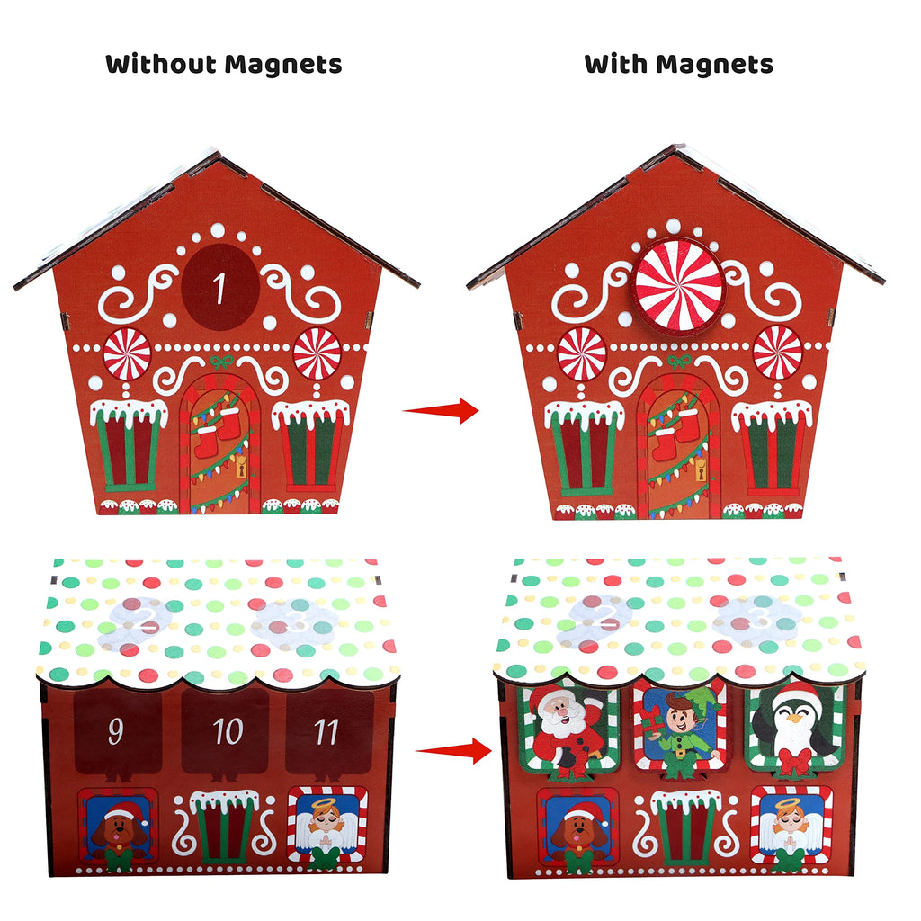 12 Day Countdown to Christmas Wooden Advent Calendar Magnetic Gingerbread House C512730