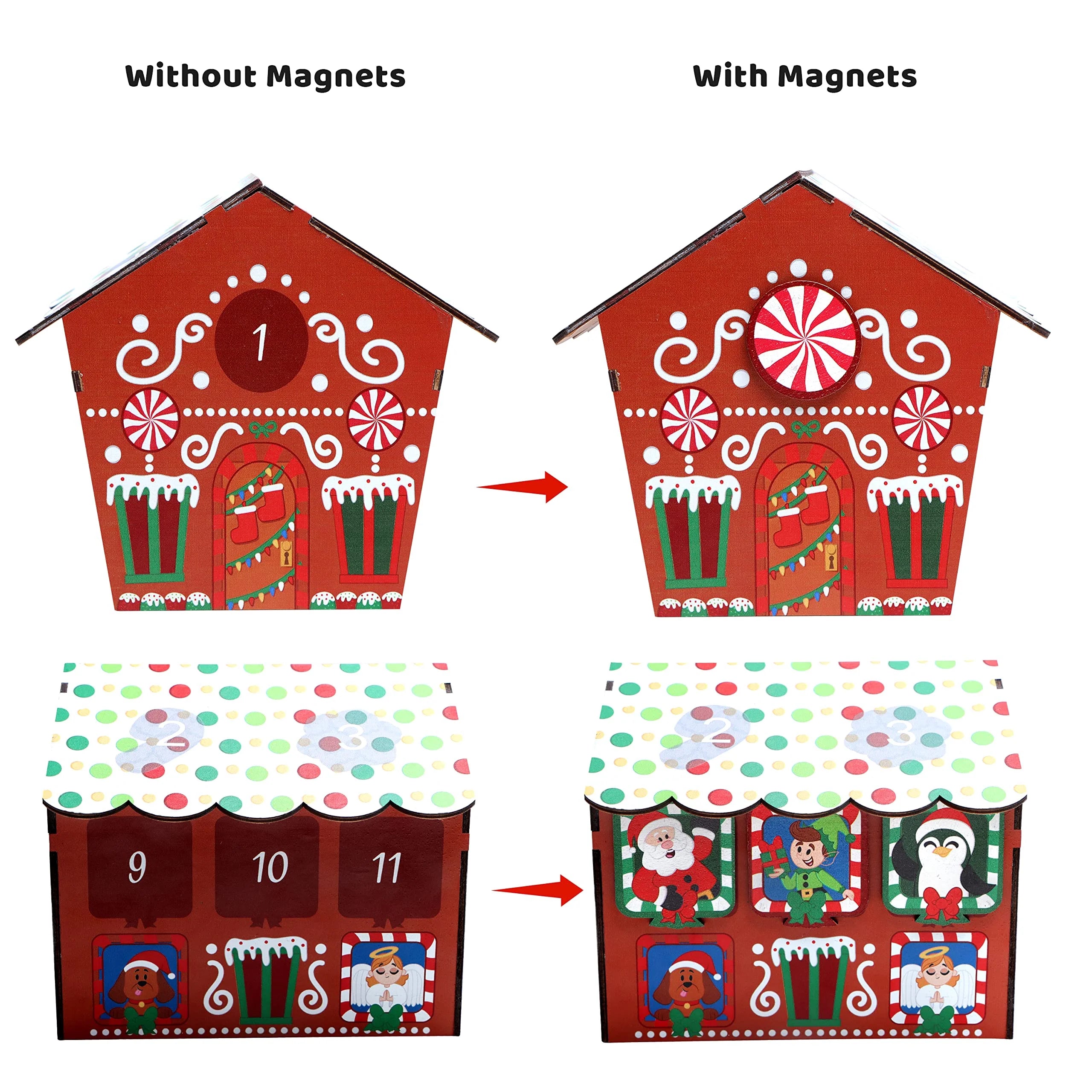 12 Day Countdown to Christmas Wooden Advent Calendar Magnetic Gingerbread House C512730