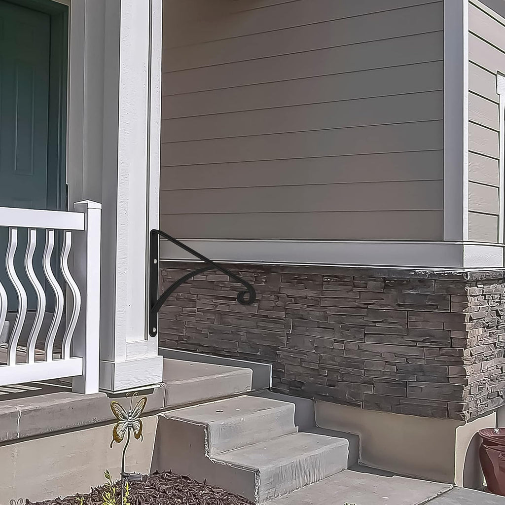 Black Metal Handrail for Outdoor Steps Stair Railing Kit Q54629