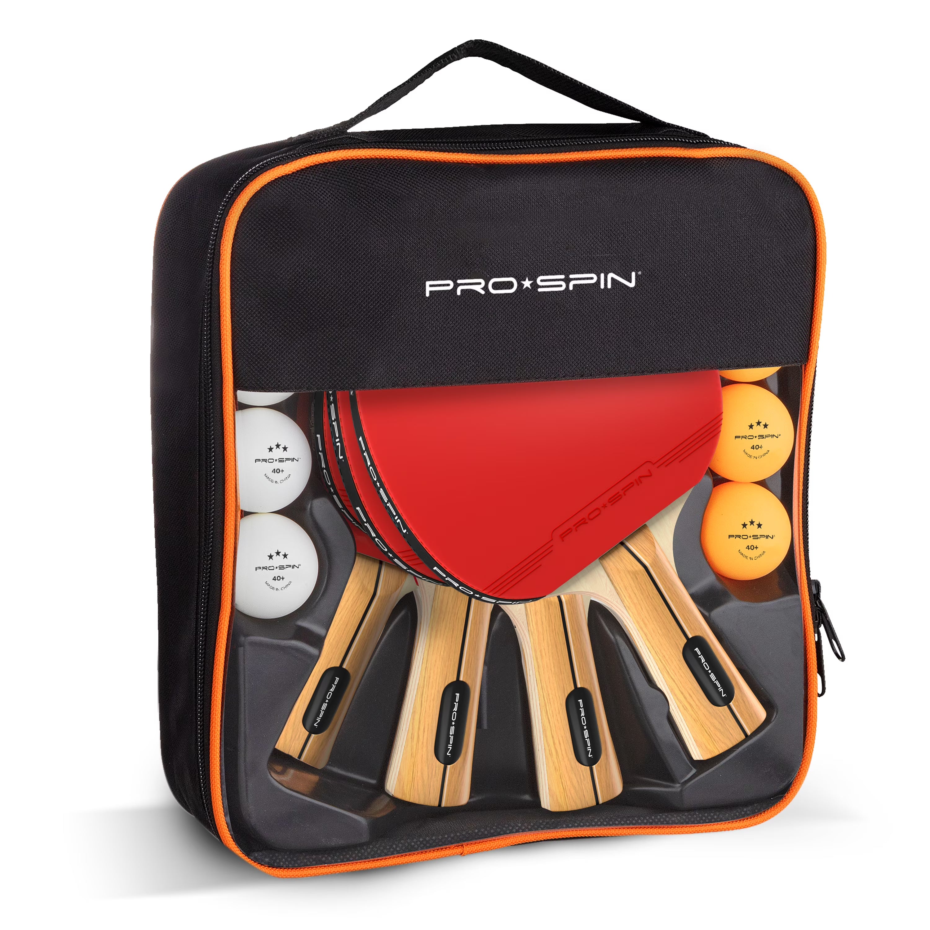 4-Player Table Tennis Racket Set with 3-Star Balls and Storage Case D157741