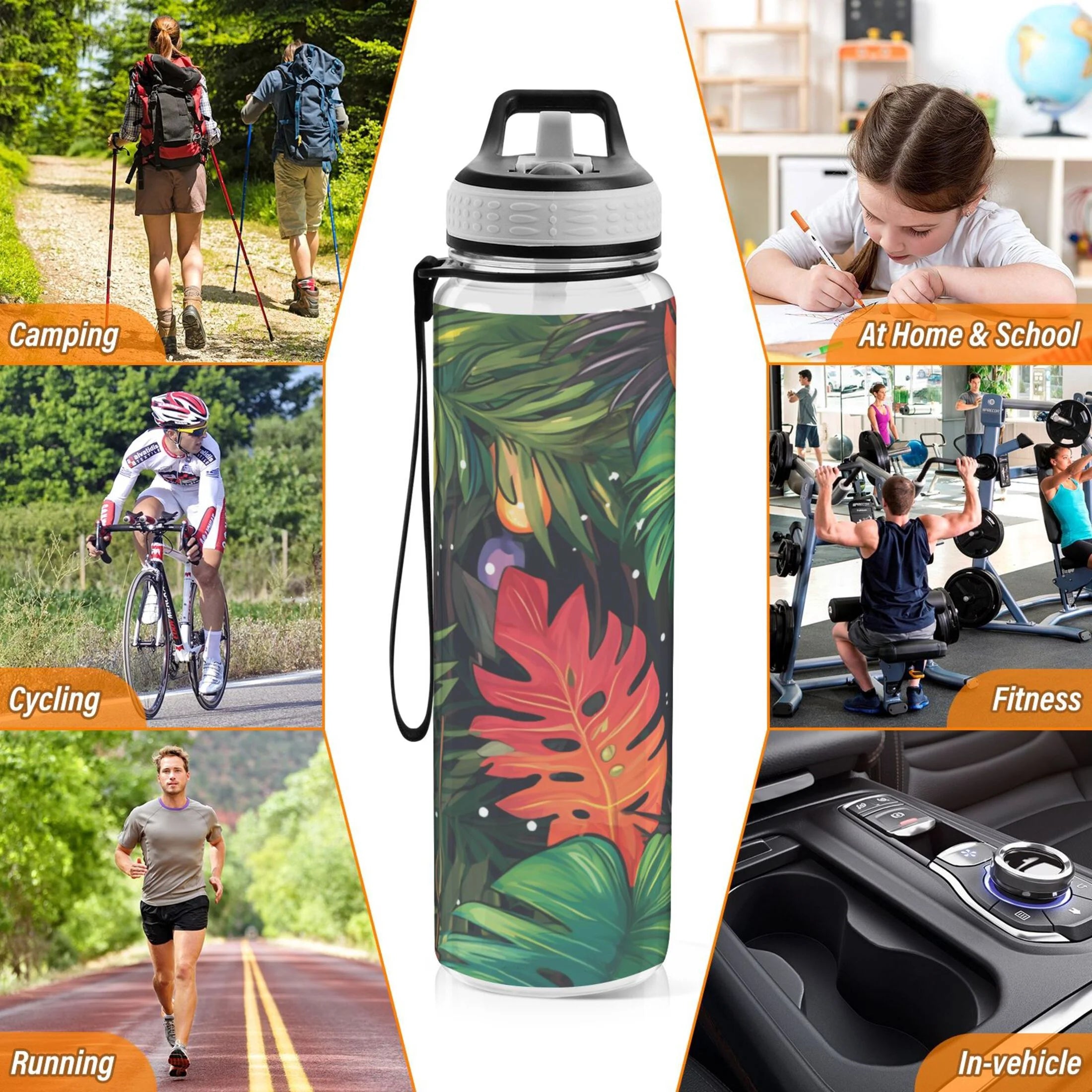32oz Tritan Leakproof Clear Sports Water Bottle with Straw A4935