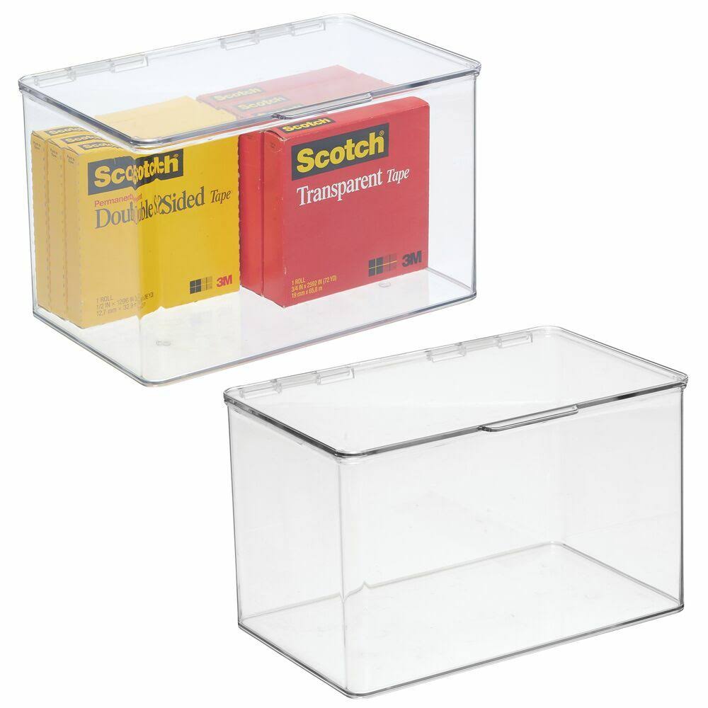 Clear Plastic Desk Organizer Bin Box, 8 Pack W5497