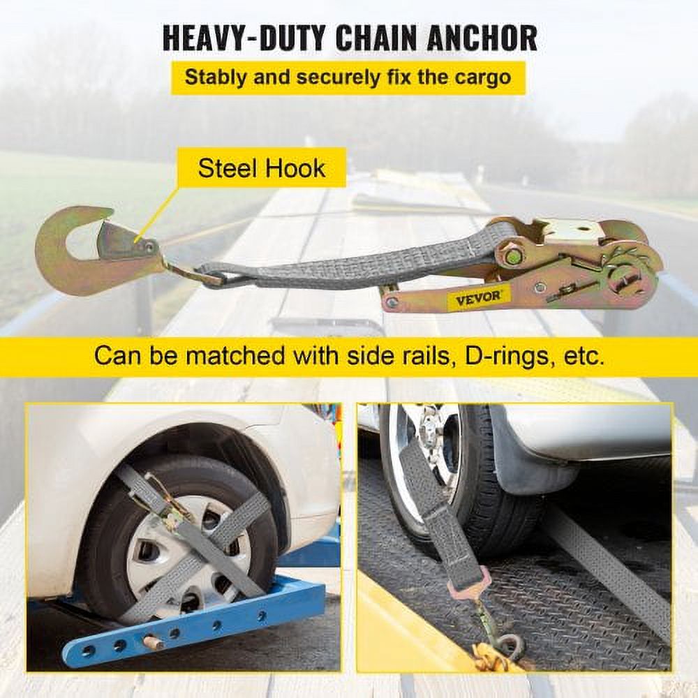 Heavy Duty Ratchet Straps with Snap Hooks, 4000 lbs Working Load H31197
