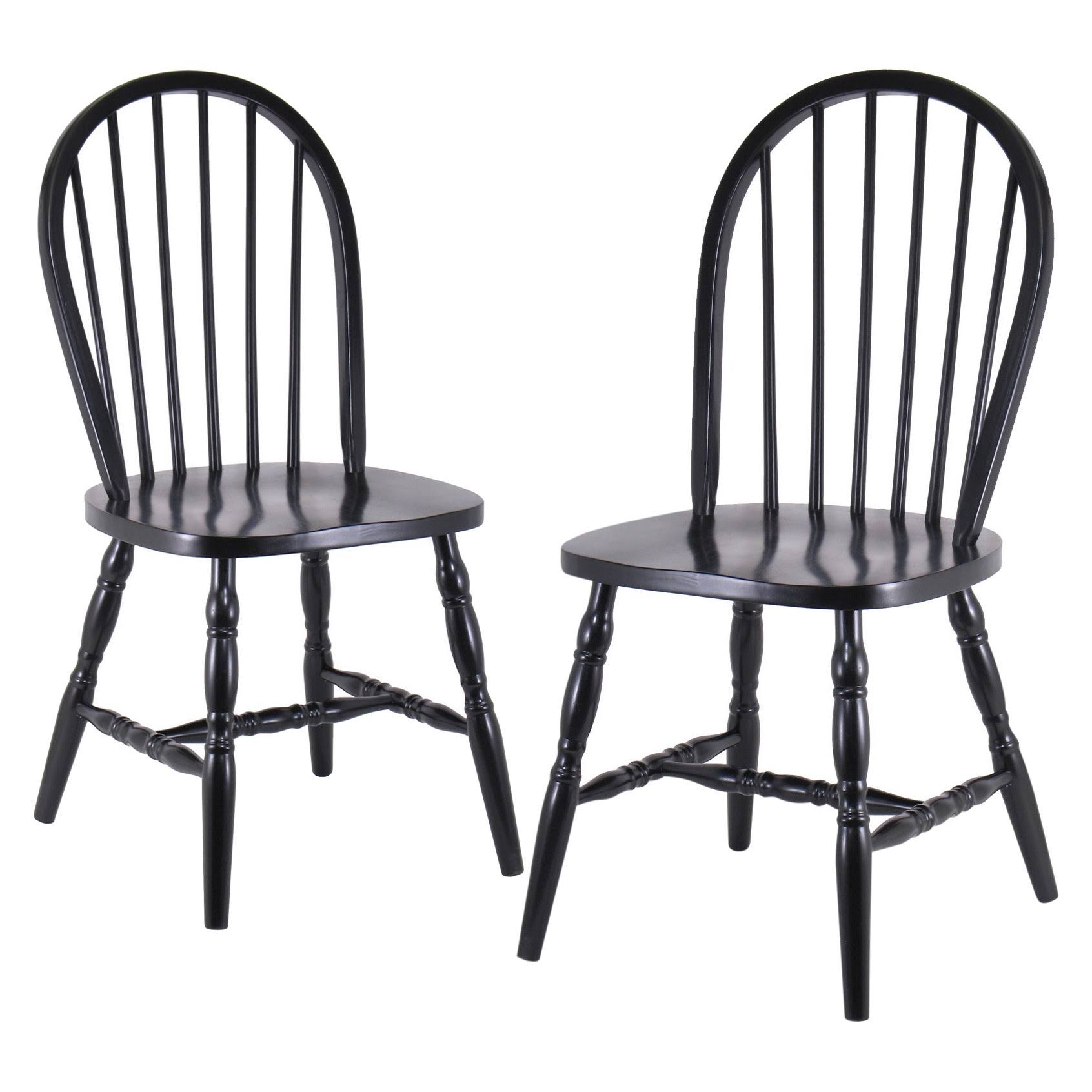 Set of 2 Windsor Chairs Black E34324
