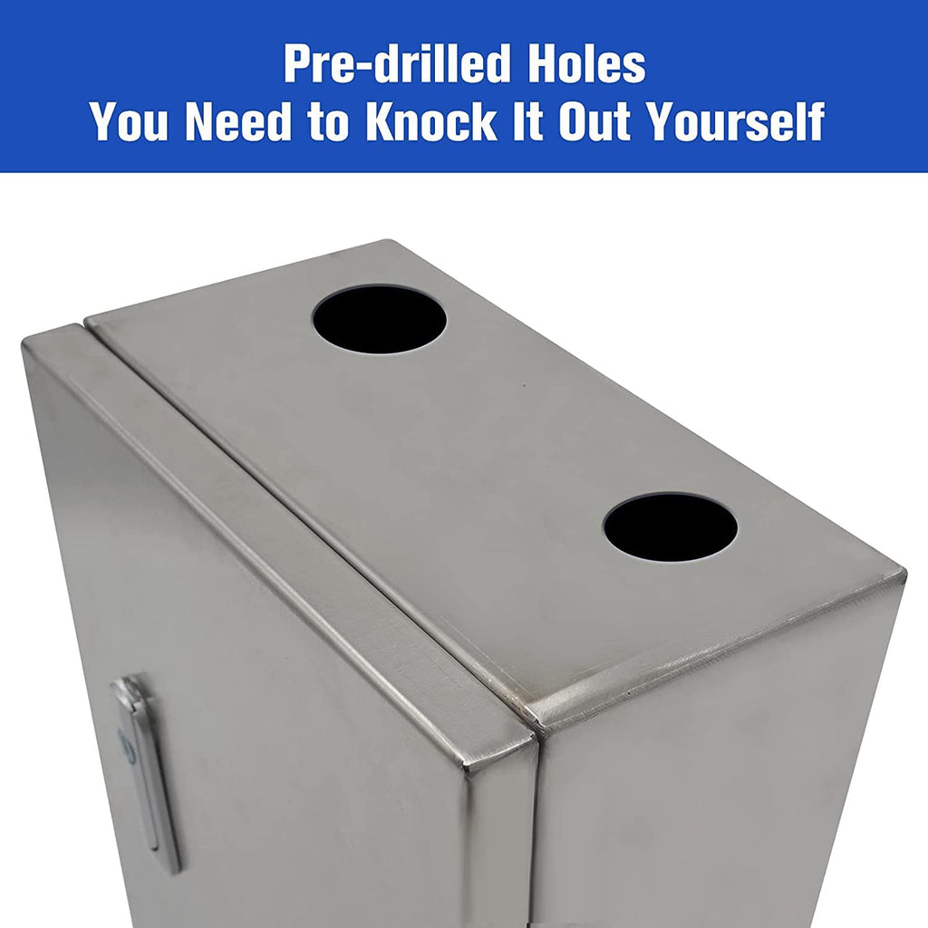 201 Stainless Steel IP64 Waterproof Metal Junction Box with Lock, 11.8"x 9.8"x 6.5", Pack of 2 Q928213