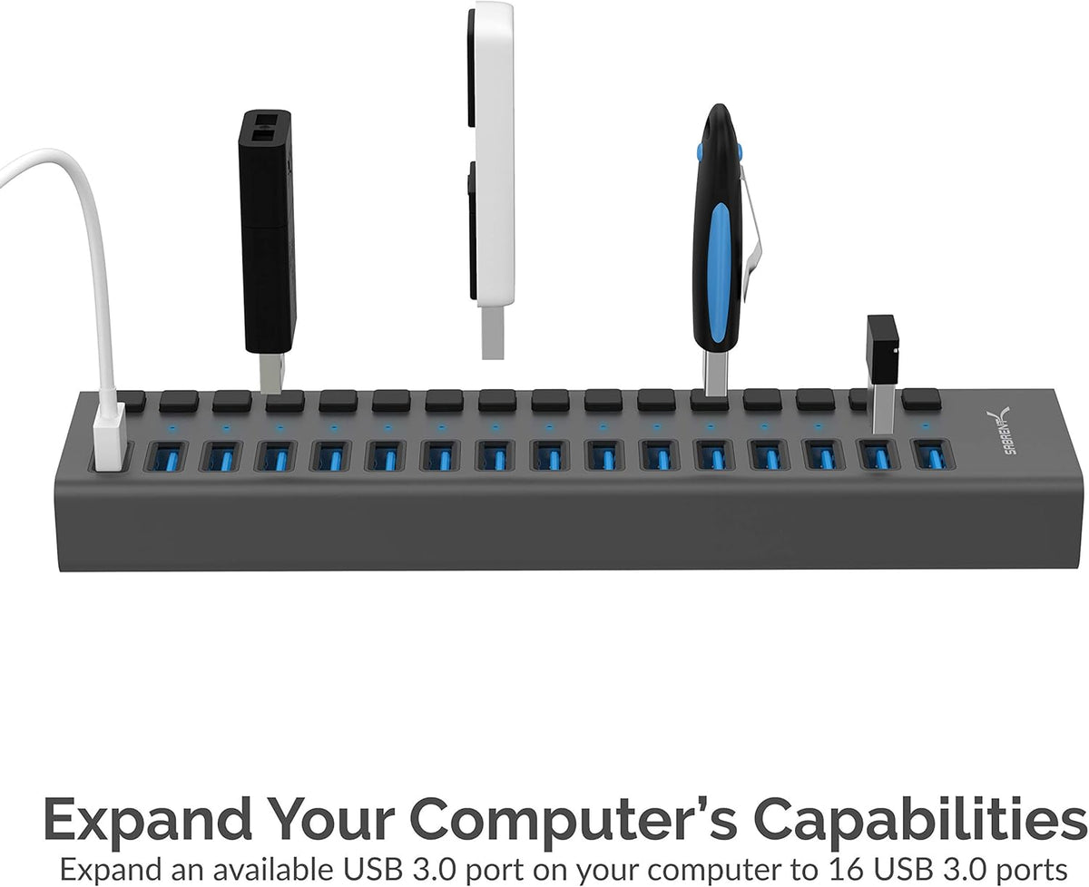 16-Port USB 3.0 Data Hub and Charger with Individual Switches Q4324