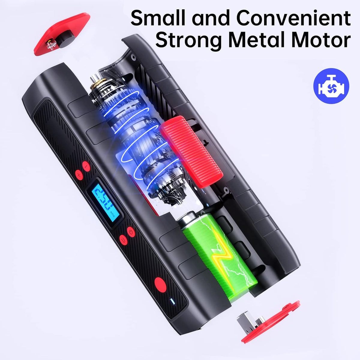 Cordless Tire Inflator with Rechargeable 2200mA Battery, Digital Pressure Gauge, LED Light, Pack of 2 D5126