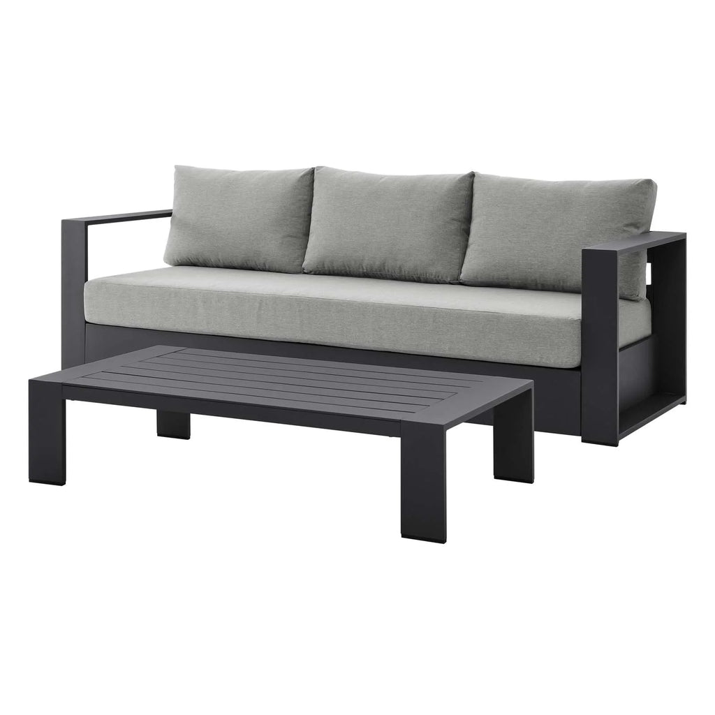 Grey Aluminum Fabric Outdoor Patio Sofa Table Set S50895