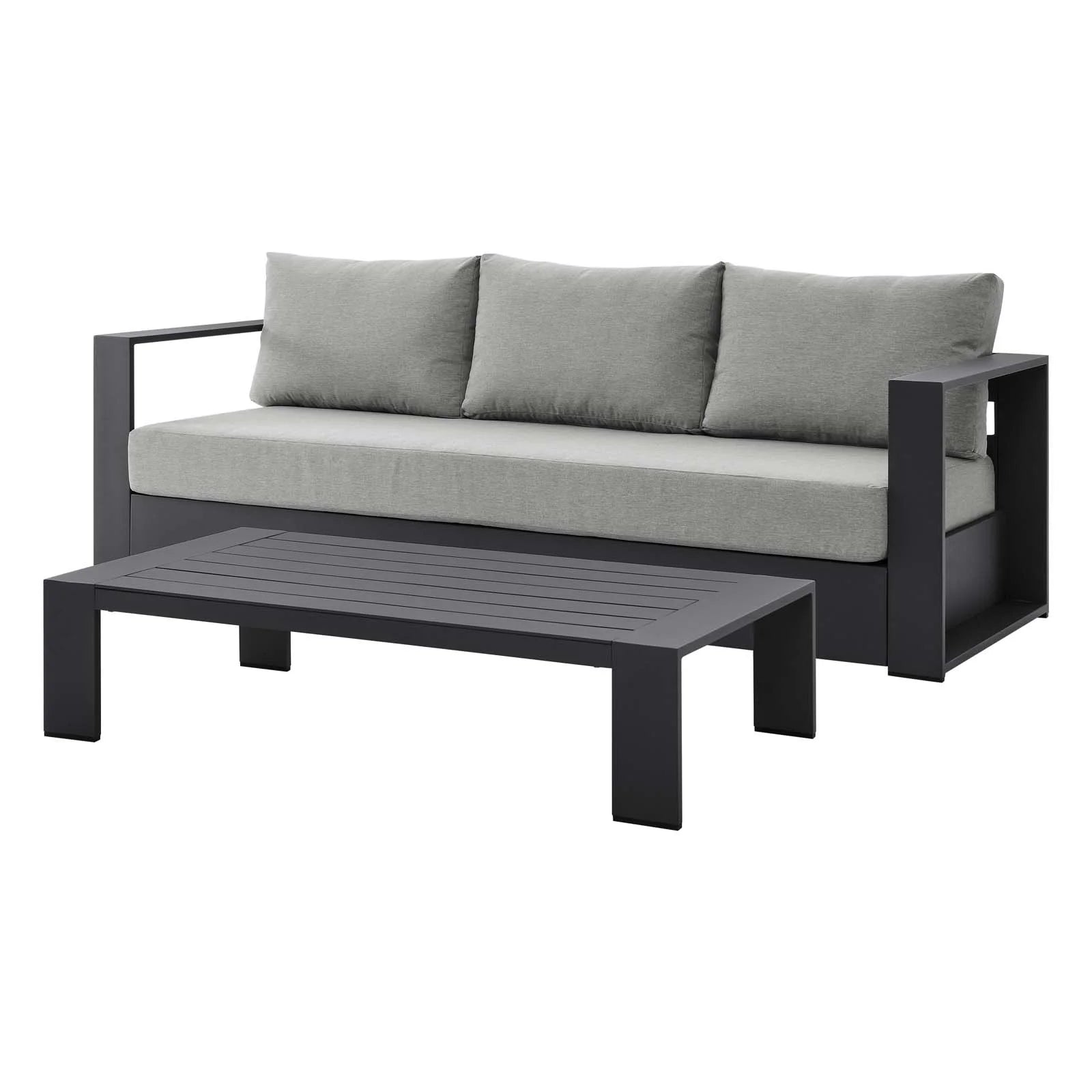 Grey Aluminum Fabric Outdoor Patio Sofa Table Set S50895
