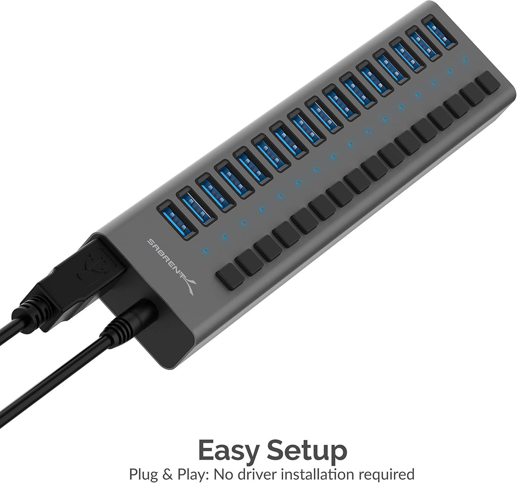 16-Port USB 3.0 Data Hub and Charger with Individual Switches Q4324